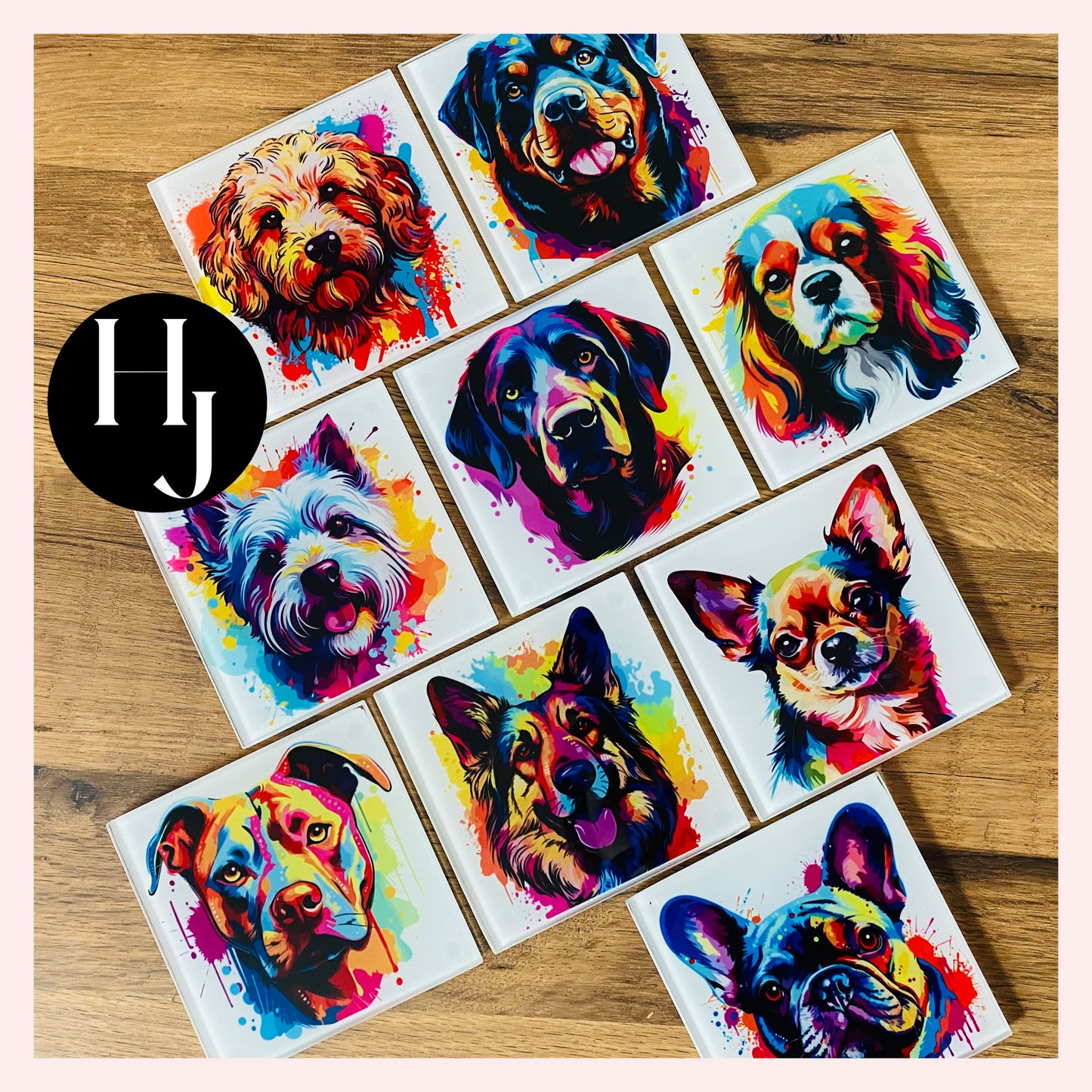 Dog glass coasters