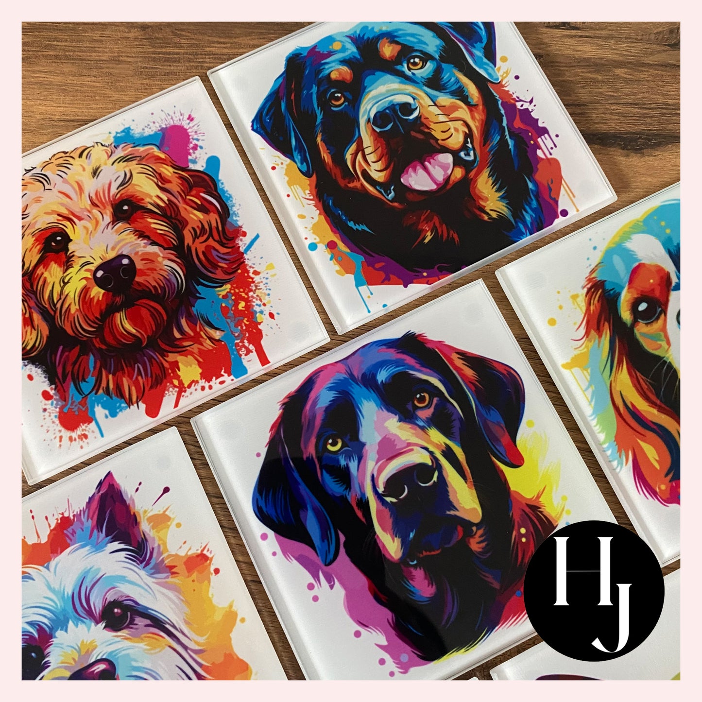 Dog glass coasters