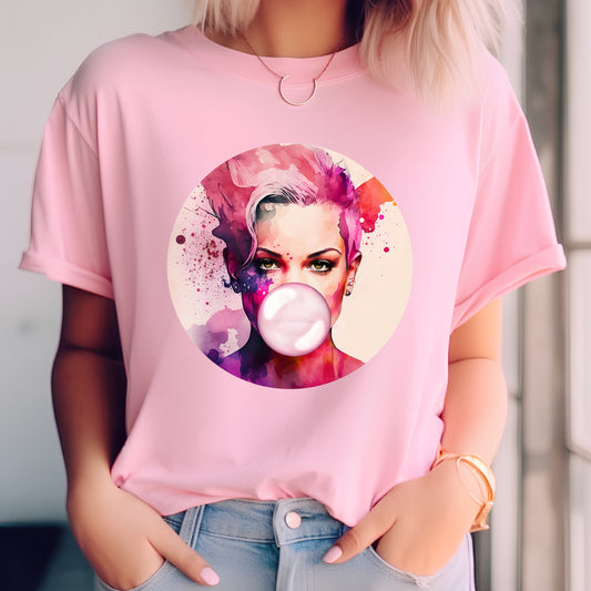 Pink Graphic Bubble Gum Tee